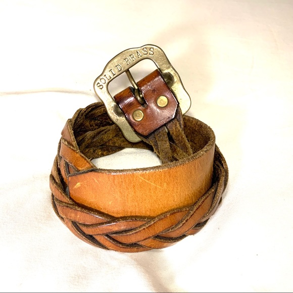 SOLD 🛑 Vintage Leather + Solid Brass Belt - Picture 2 of 3